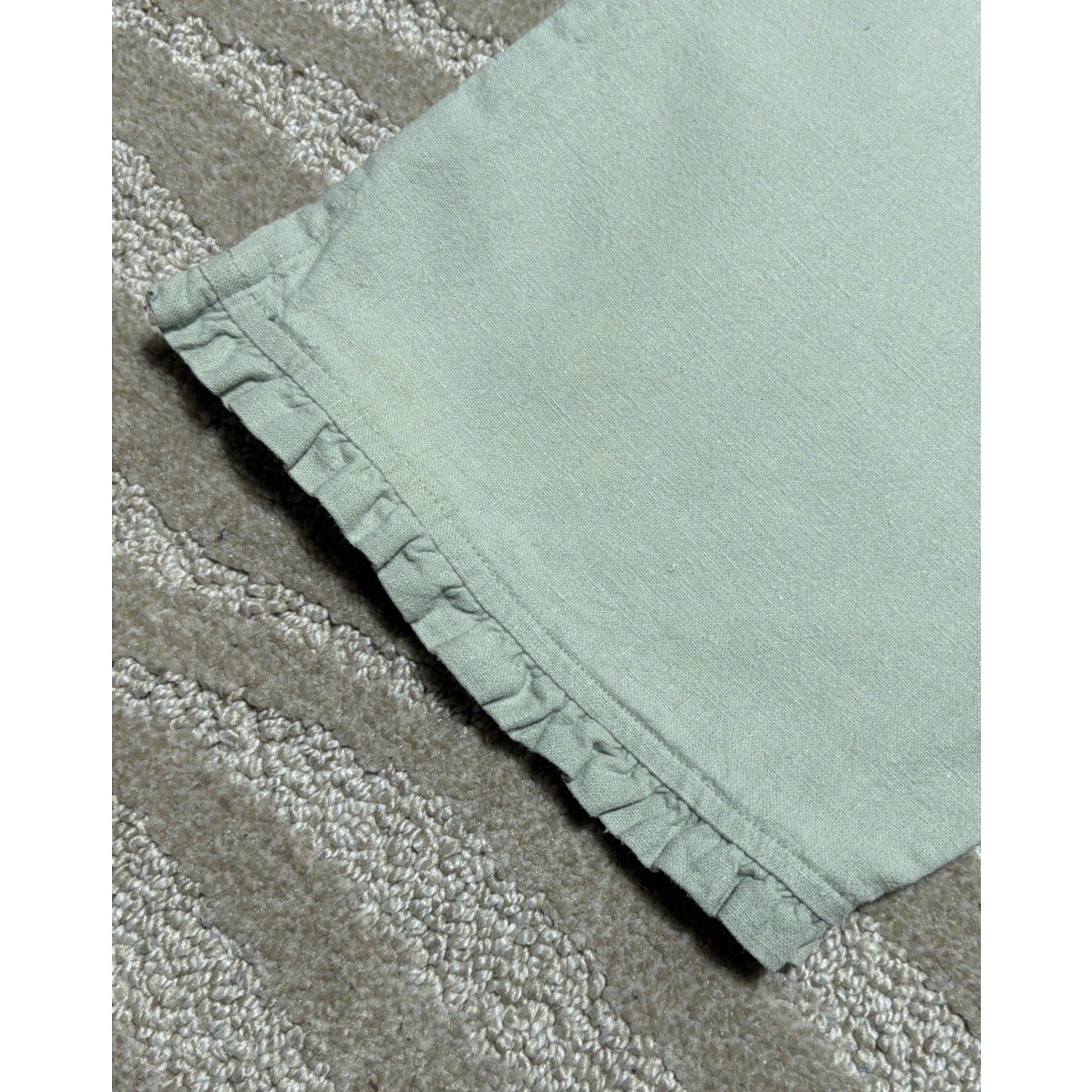 Vintage Capacity Linen Drawstring Crop Capri High Rise Pants Ruffle Hem SZ S