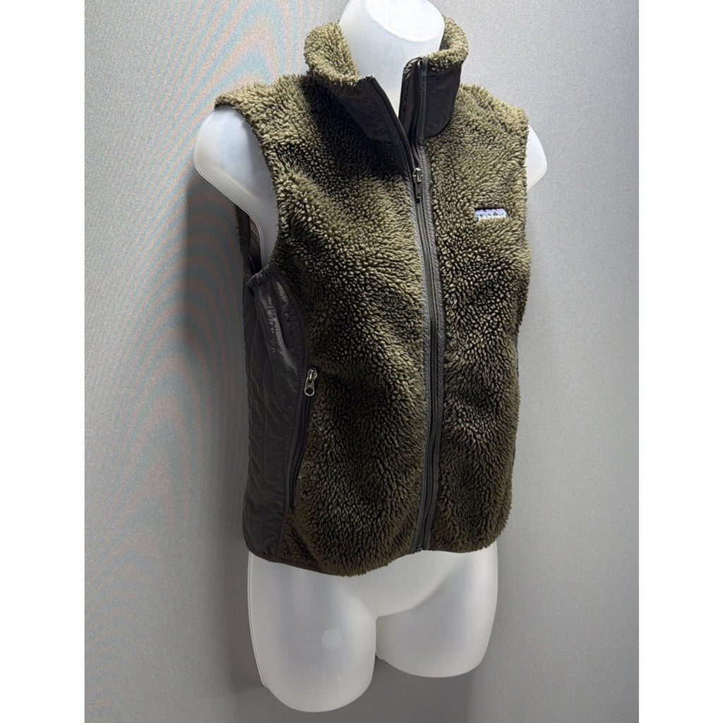 Patagonia Womens Deep Pile Retro Vest BROWN Sherpa Fleece Full Zip Jacket Size S
