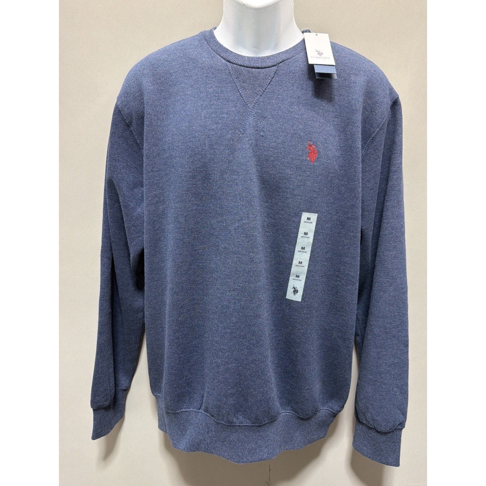 U.S. Polo Assn. | Classic Heather Navy Logo Soft Fleece Pullover Men Size M New