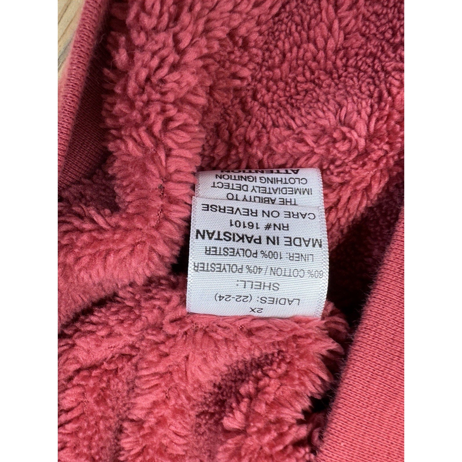 Blue Mountain Women's Fleece Full Zip Long Sleeve Hoodie Sweatshirt Red Size 2XL