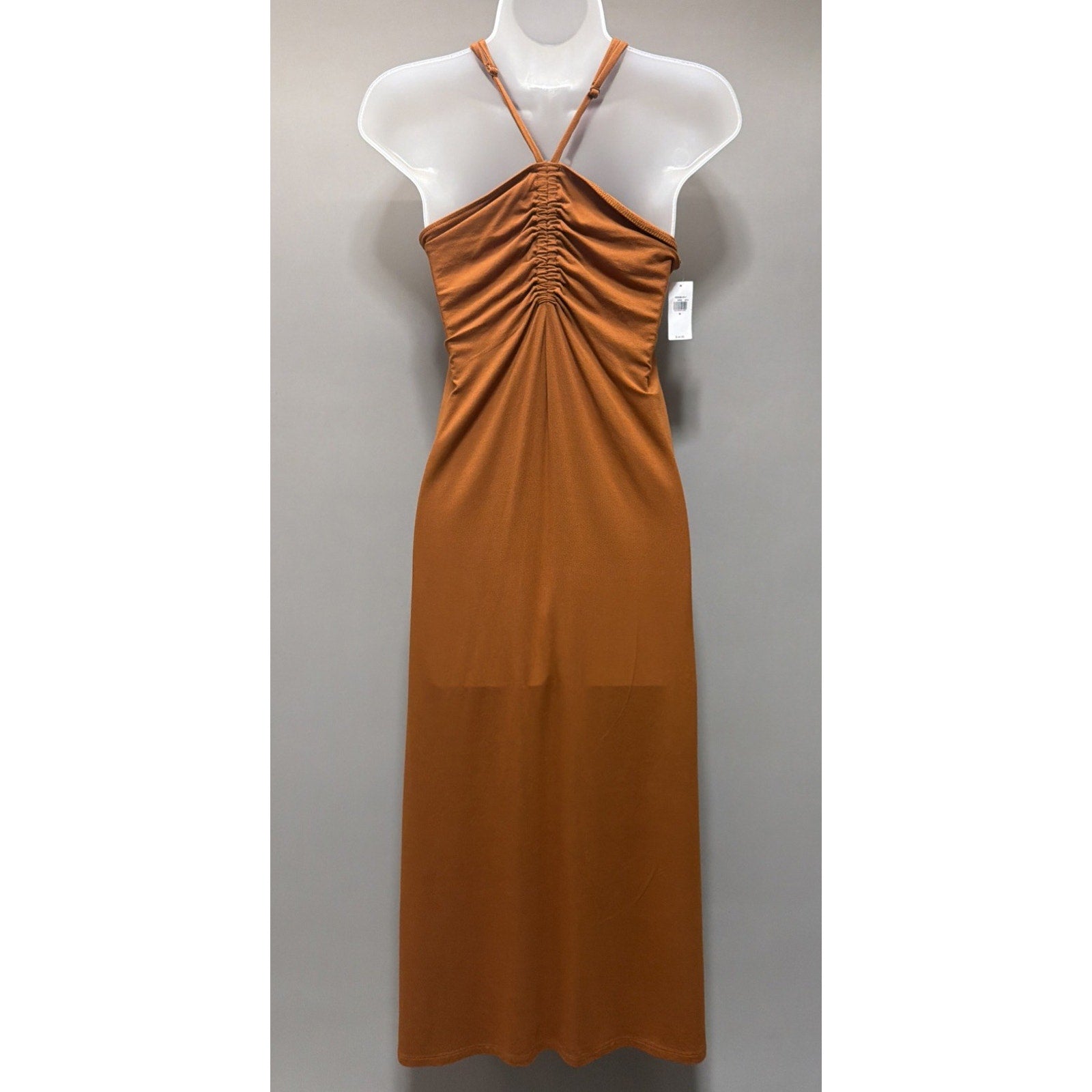 Old Navy Womens Slub Knit Halter Midi Shift Dress Wild Papaya Size Medium NWT