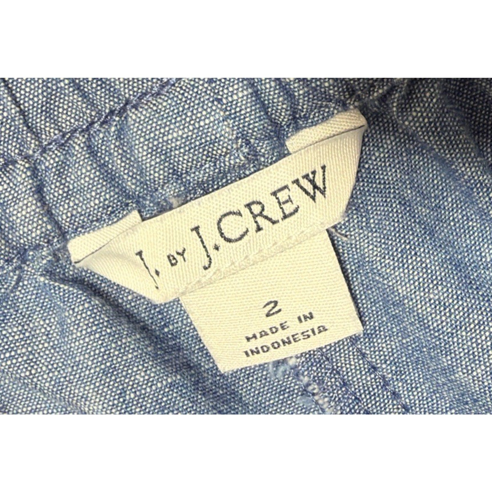 J Crew Cotton Pants Womens M Blue Chambray Drawstring Pull On Casual Cropped