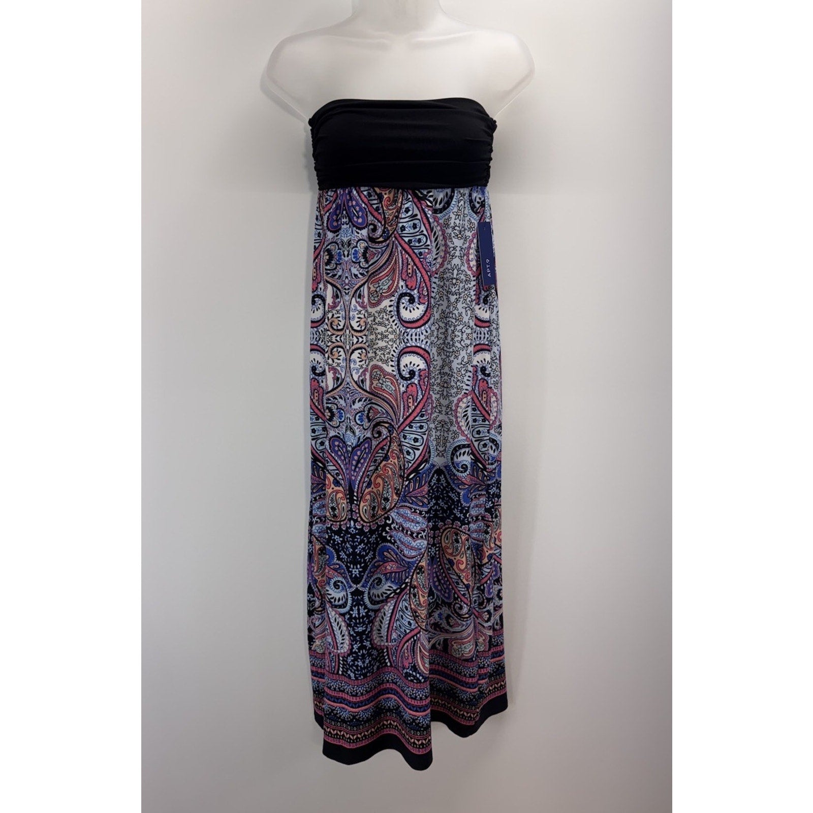 Apt. 9 Blue Paisley Elastic Top Multi-colored Maxi Dress Women’s Size Small NWT