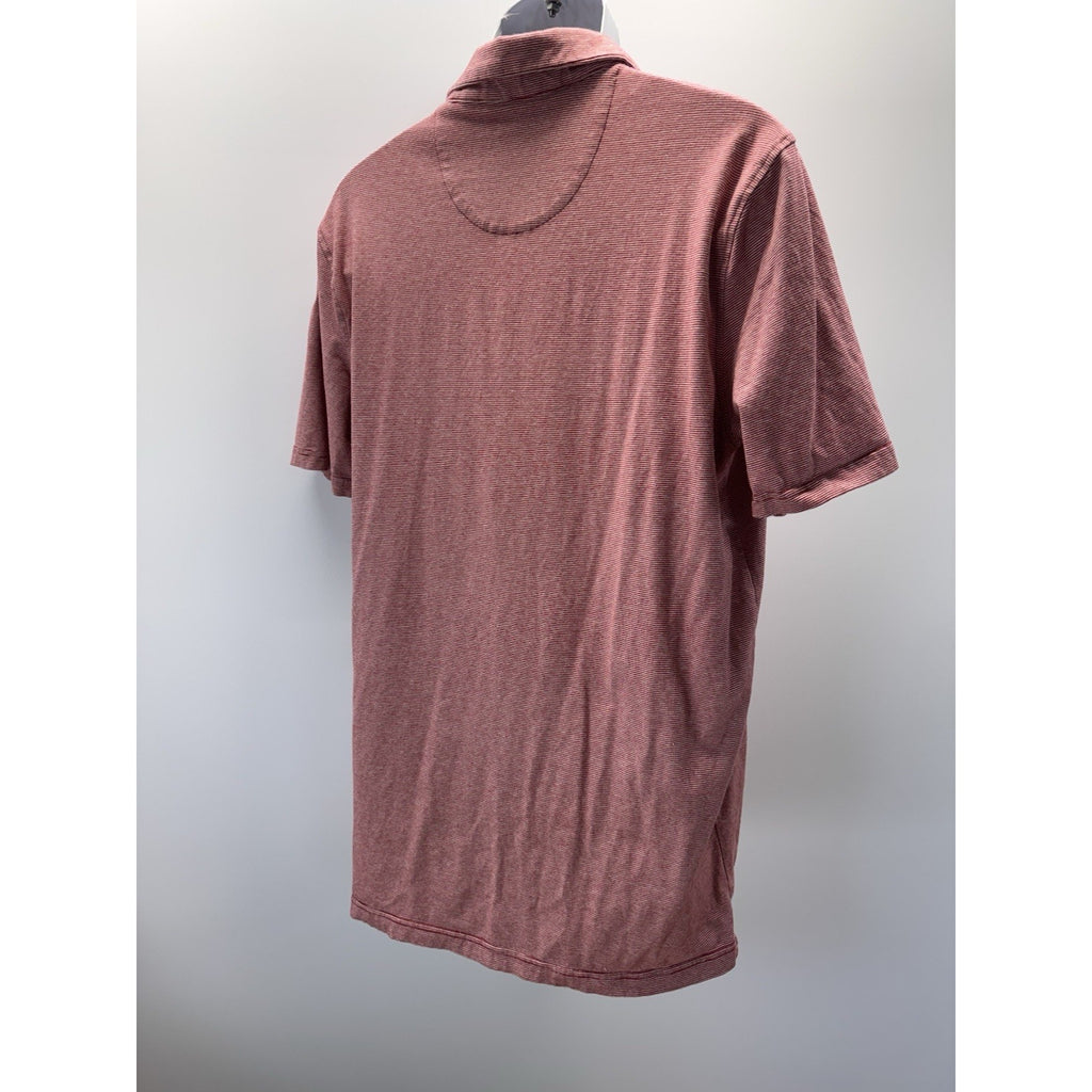 Shaquille O’neal Men's Size XL LT Short Sleeve Red/White Striped Polo Shirt