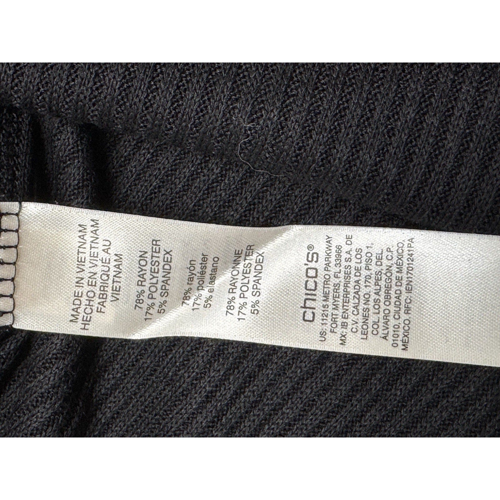 CHICOS Black Rayon Blend Split Cowl Neck Long Sleeve Tunic NWT