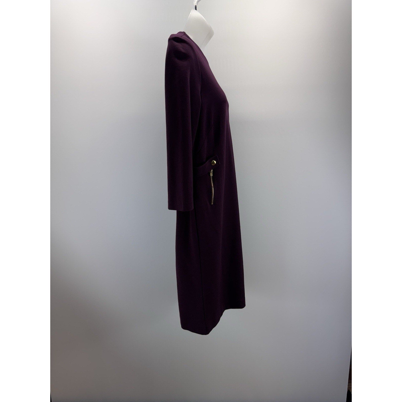 Chicos Sheath Dress Size 00 (US 2) Double Zip Maroon Knit 3/4 Sleeve