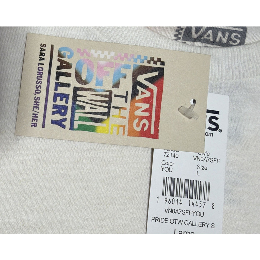 NEW VANS OFF THE WALL PRIDE OTW GALLERY SHORT SLEEVE T-SHIRT SARA LORUSSO L