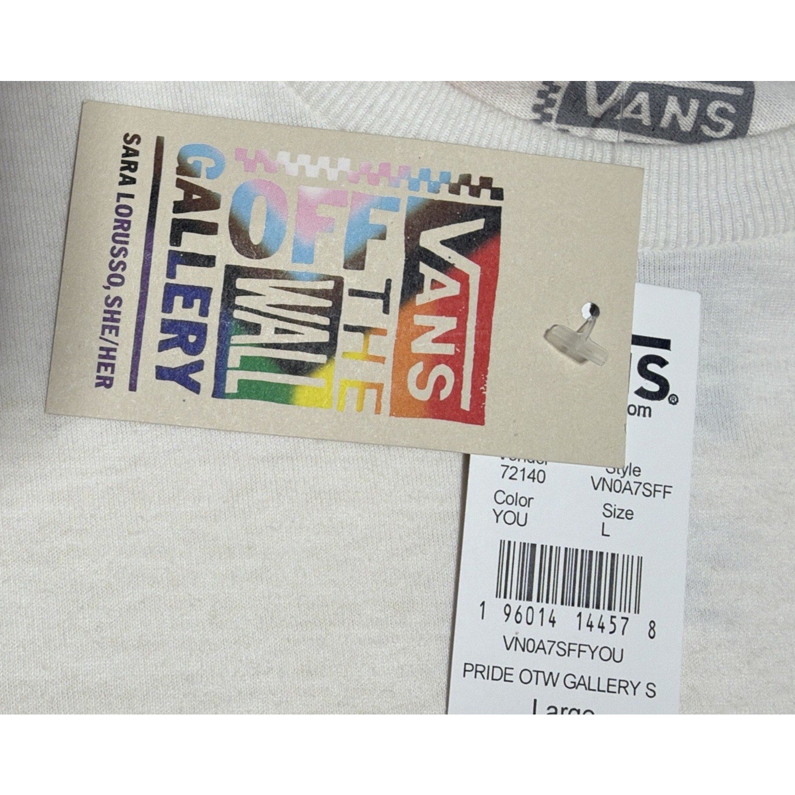 NEW VANS OFF THE WALL PRIDE OTW GALLERY SHORT SLEEVE T-SHIRT SARA LORUSSO L