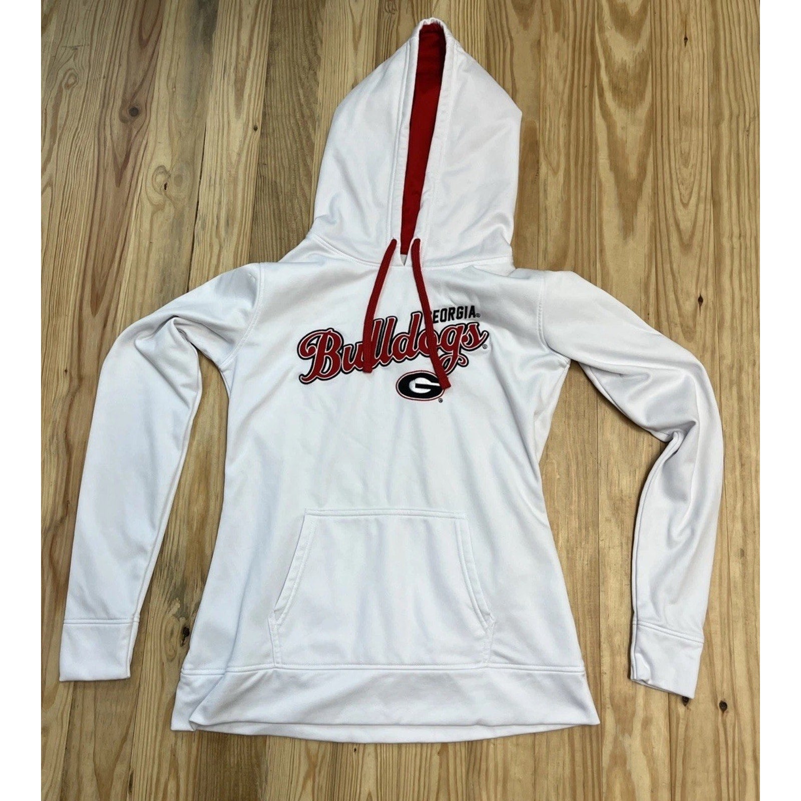 J. America Georgie Bulldog Hoodie Sweatshirt White Size Medium