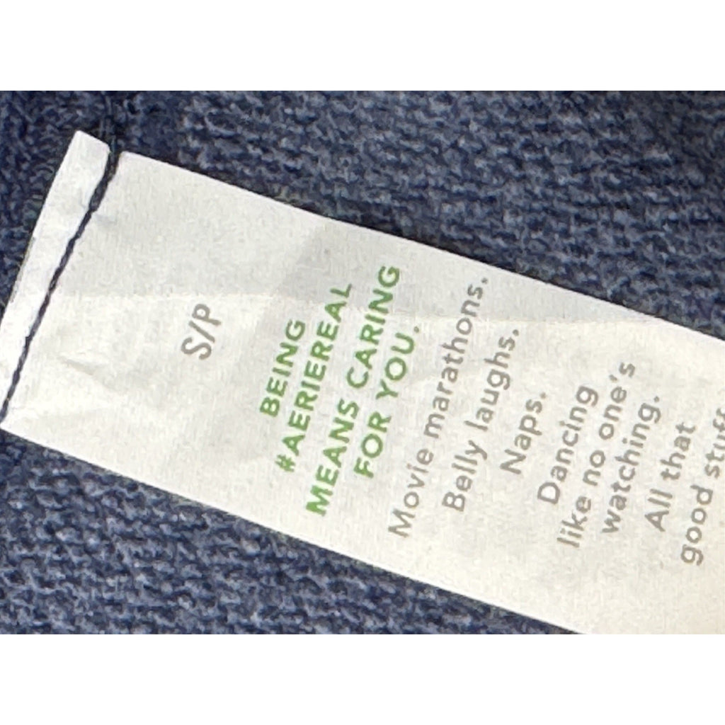 Aerie Womens Checked Out Graphic Print Crew Neck Oversized Sweatshirt Size Small