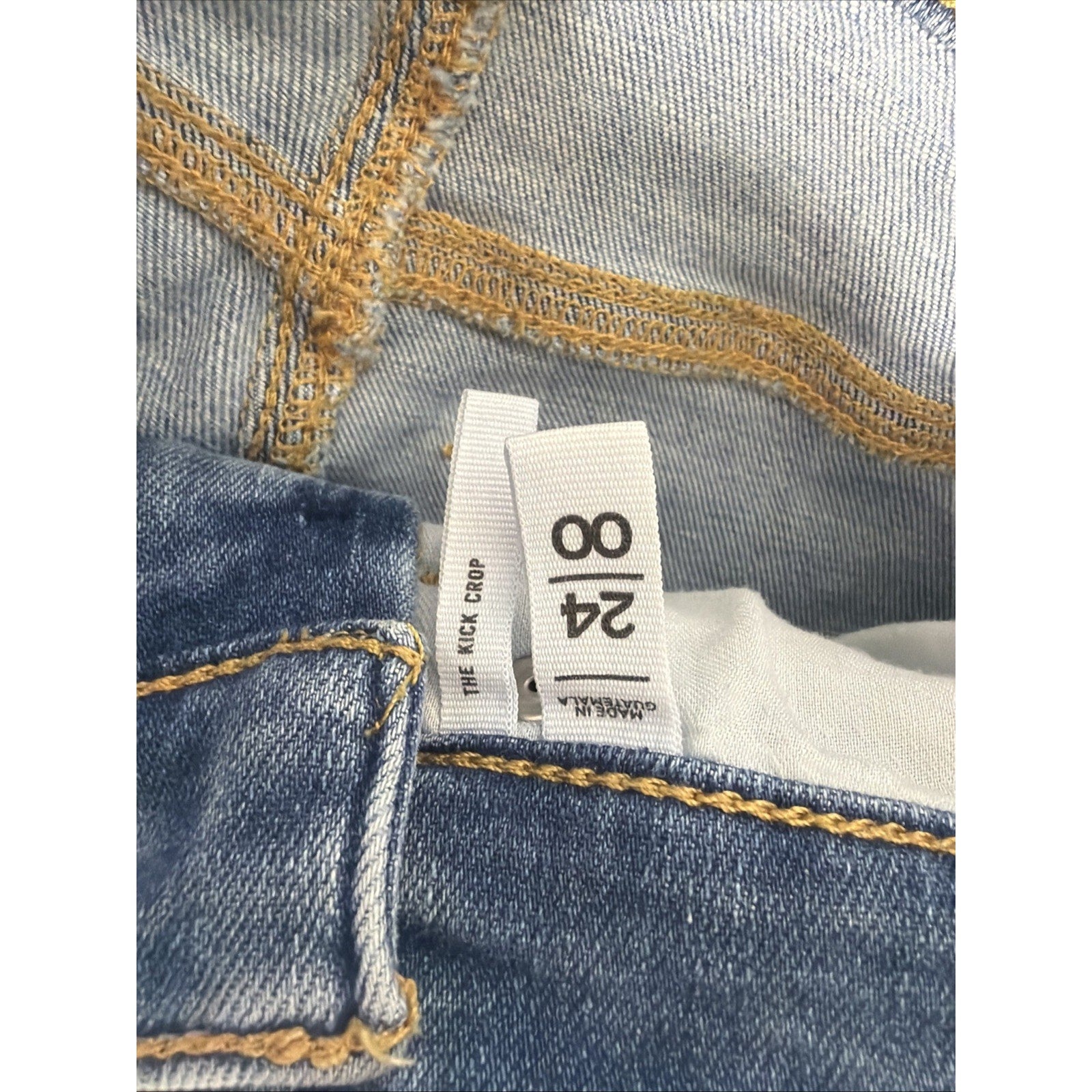 LOFT Patchwork High Rise Kick Crop Denim Jeans size 24x26.5