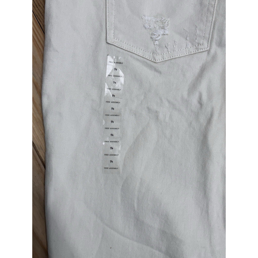 Free Assembly Women’s Denim Jeans Super High Rise Straight Size 14 Raw Hem