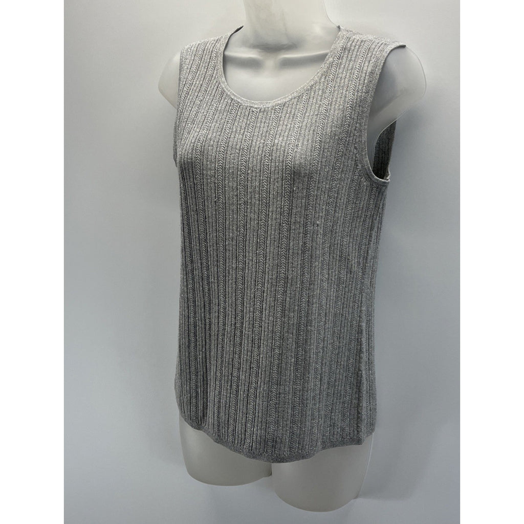 Talbots Women's Medium Petite Silver Metallic Sleeveless Sweater Top