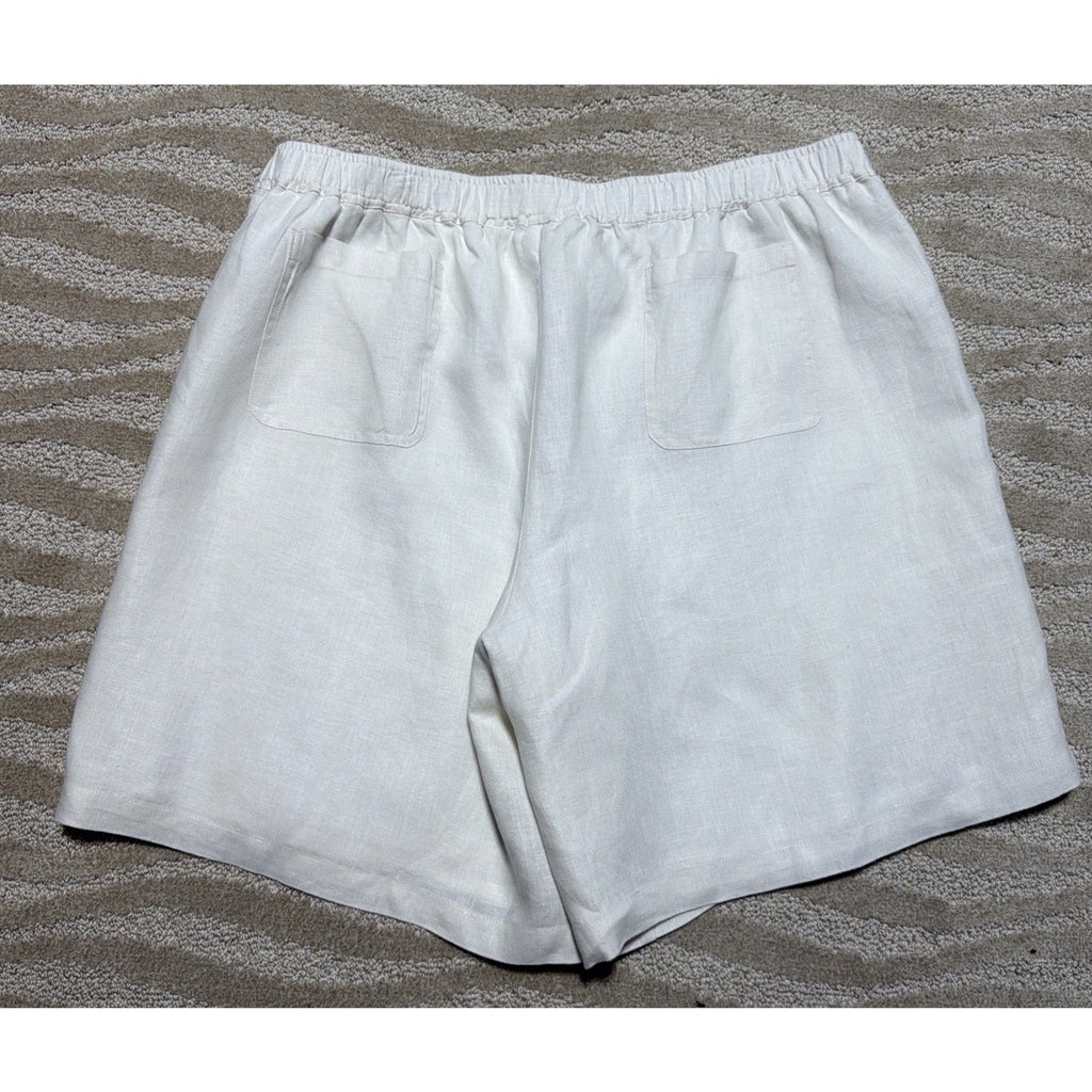 Orvis Women's White Linen High Rise Shorts Lined Sz XL Coastal Casual