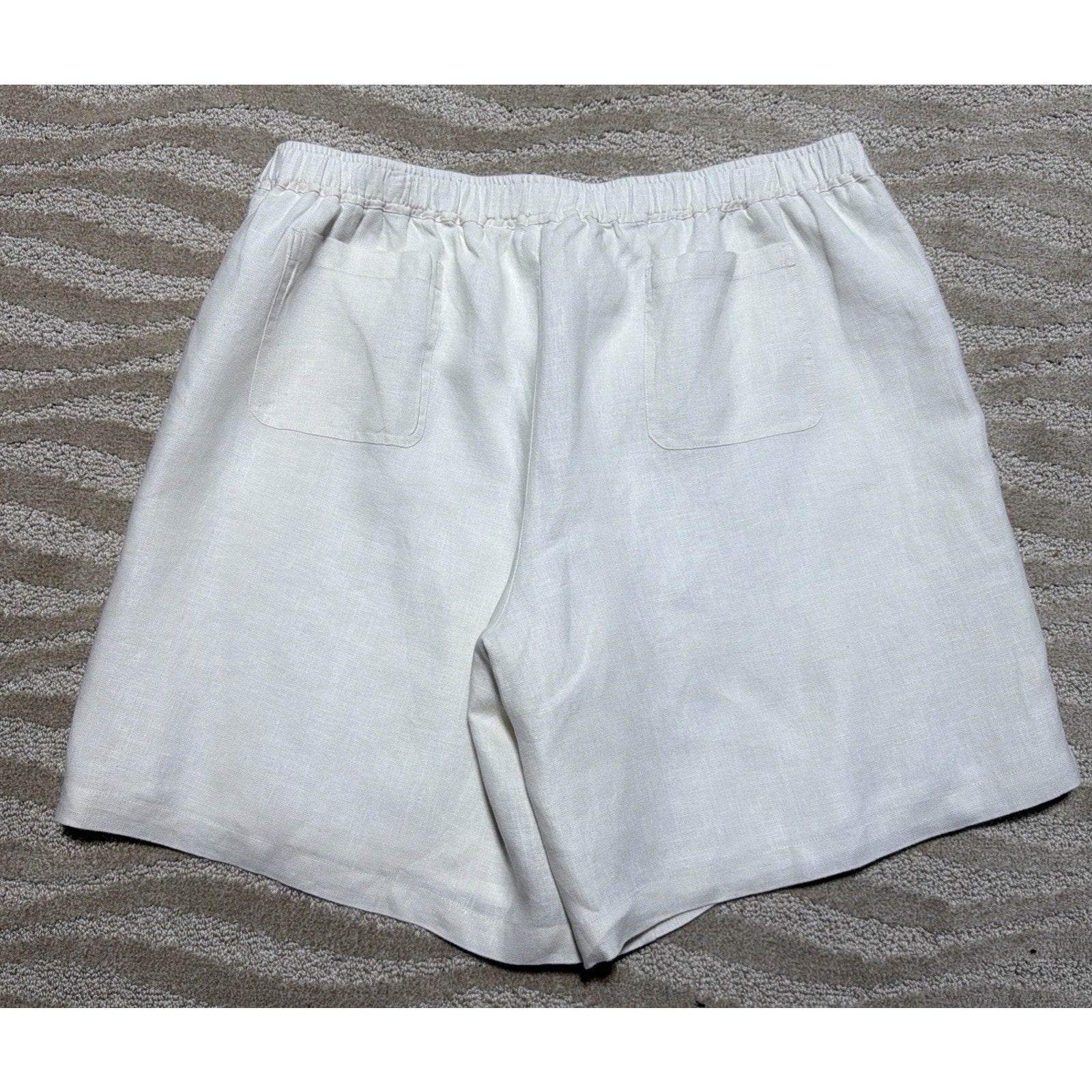 Orvis Women's White Linen High Rise Shorts Lined Sz XL Coastal Casual