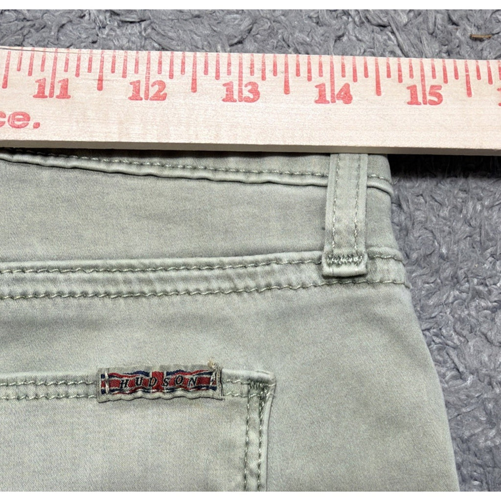 Hudson Mystic Super Skinny Crop Distressed Army Green Jeans 28