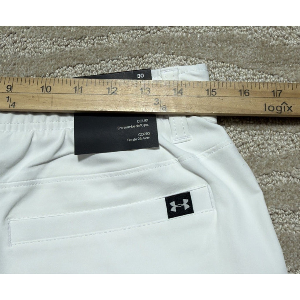 Under Armour Golf Shorts Mens 30 White UA Drive Performance 10" Inseam 1364409
