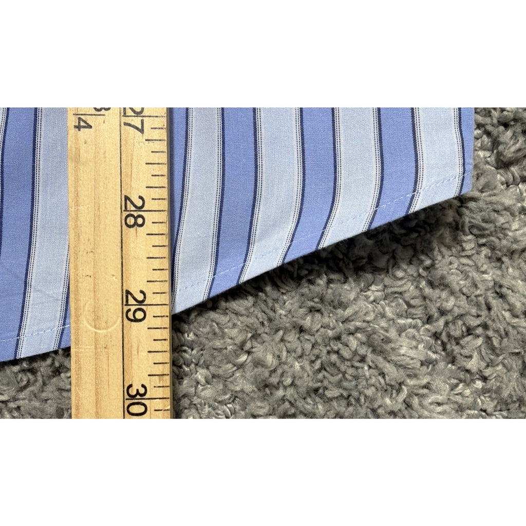 Y2K Express Design Studio Men’s L Blue Stripe Stretch Dress Shirt Modern Fit ‘06