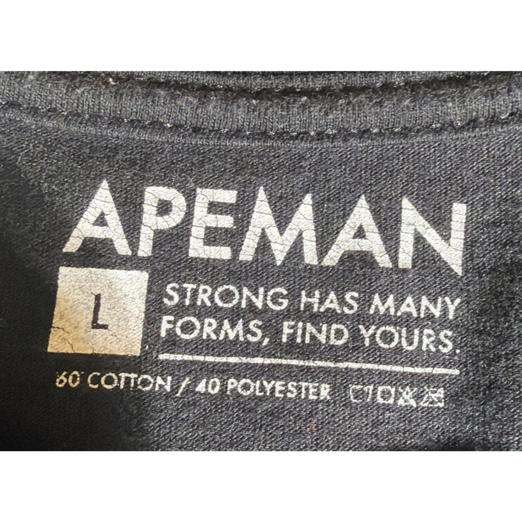 Apeman Strong Adult L Short Sleeve Graphic Black T-Shirt CrossFit Apr USA Made