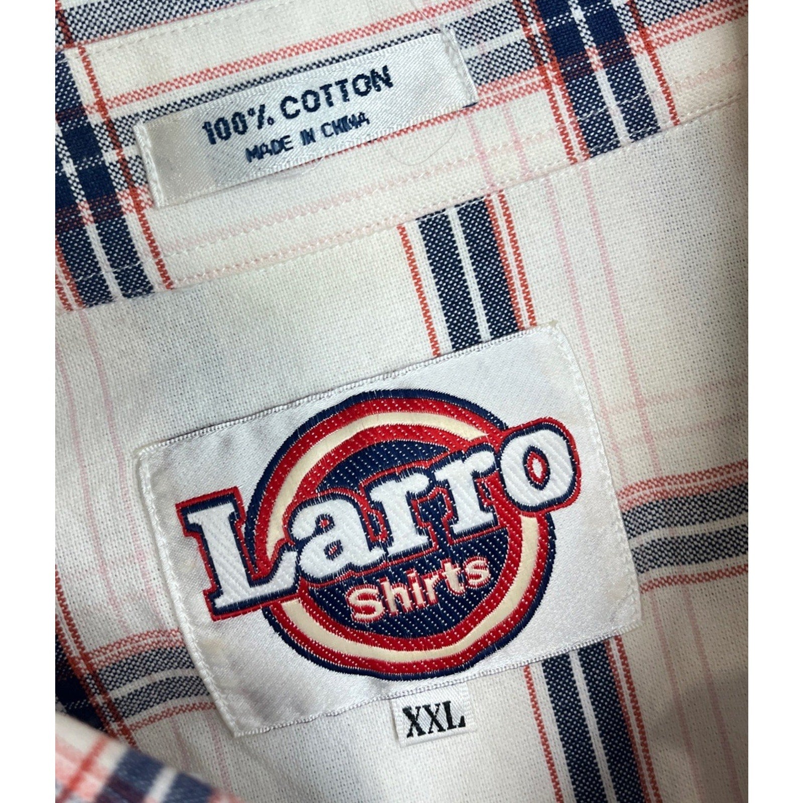 Larro Button Down Shirt Men's Casual long sleeve collared plaid XXL