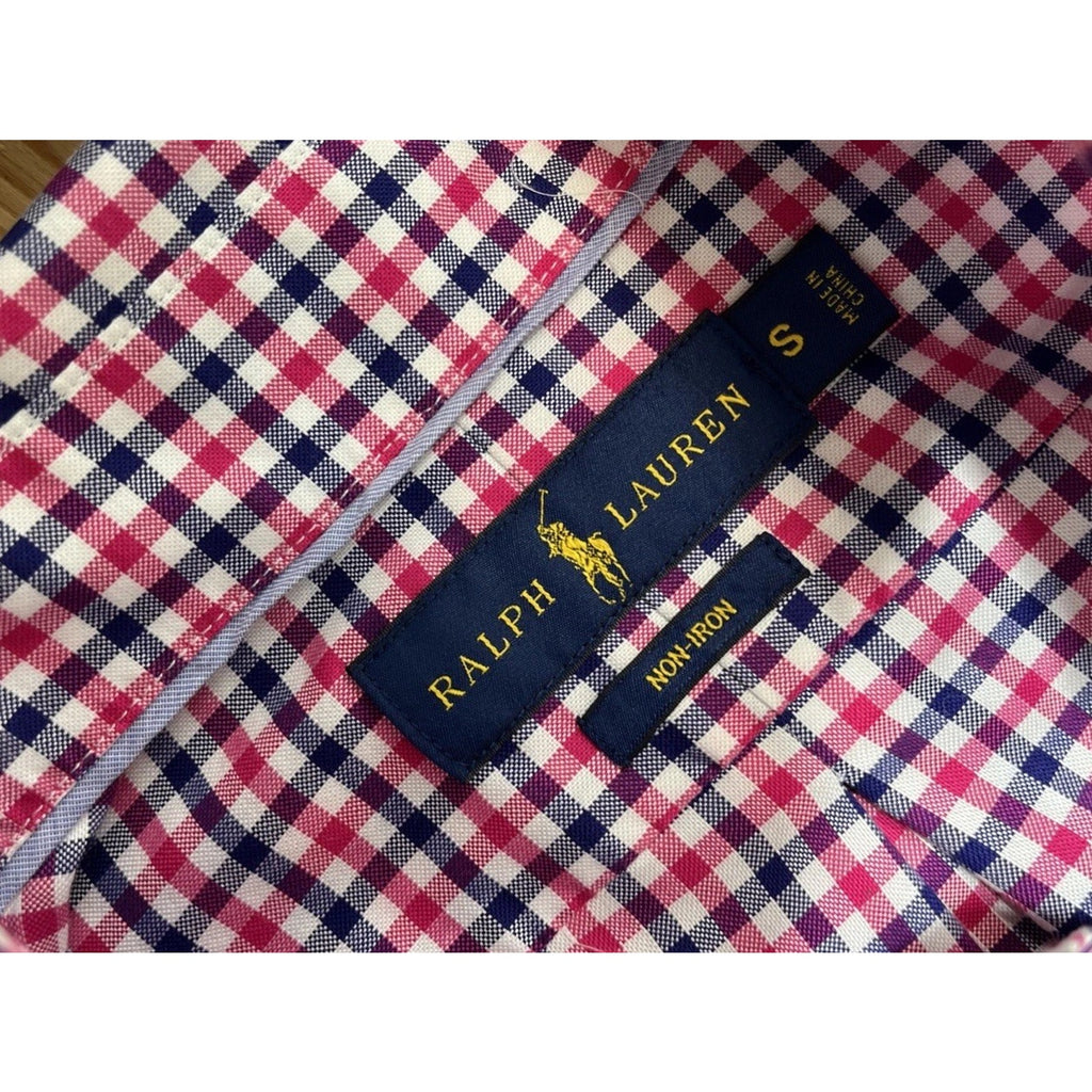 POLO Ralph Lauren Size S Non-Iron Pink Plaid Long Sleeve Shirt Mens