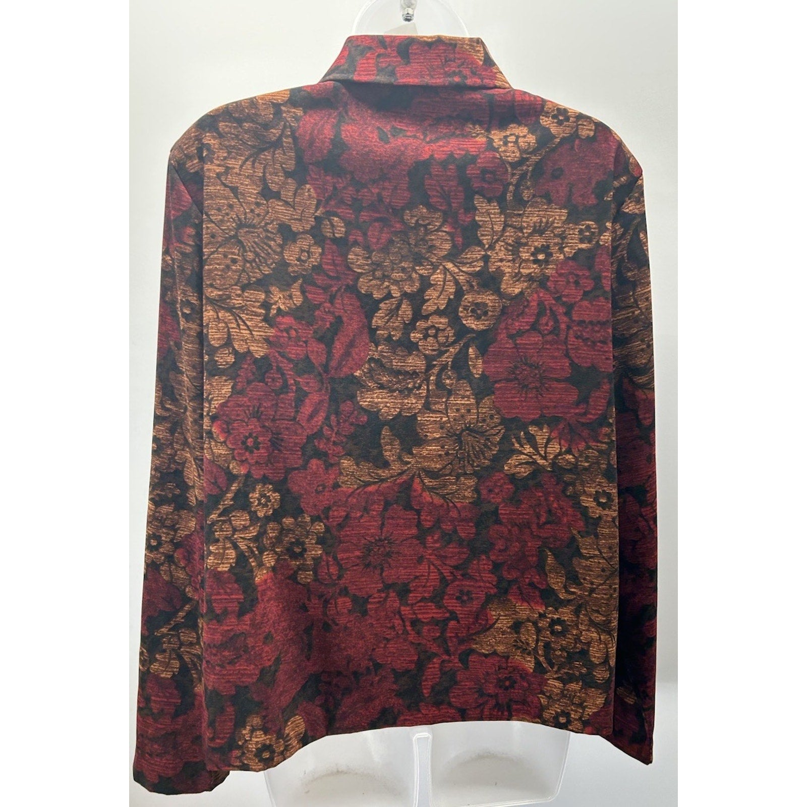 Briggs New York Petite Red Floral Tapestry Blazer Jacket Size Large.