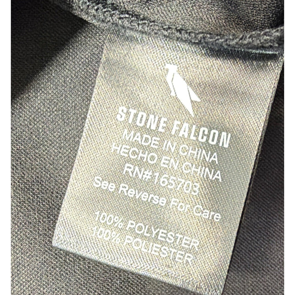 Stone Falcon Polo Shirt Mens M Black Pullover Stretch Casual 3 Button