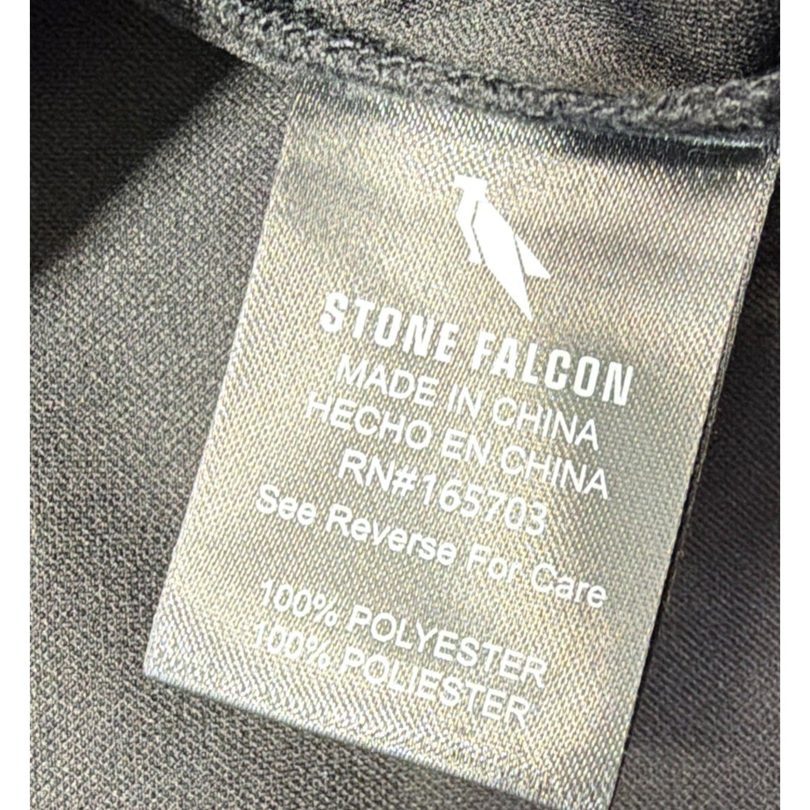 Stone Falcon Polo Shirt Mens M Black Pullover Stretch Casual 3 Button