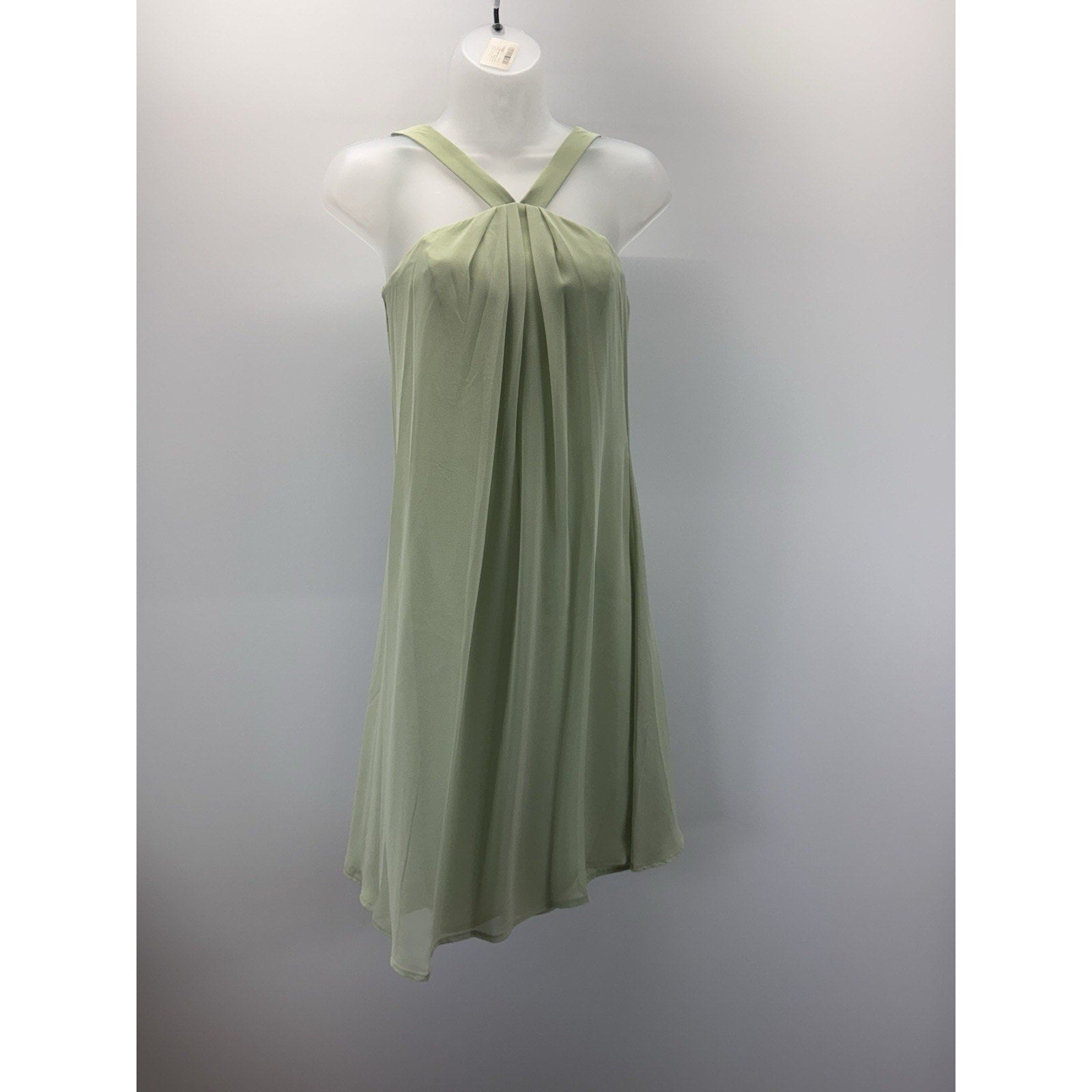 B2 Women's Green Satin Halter Crepe Back Mini Dress Size 2