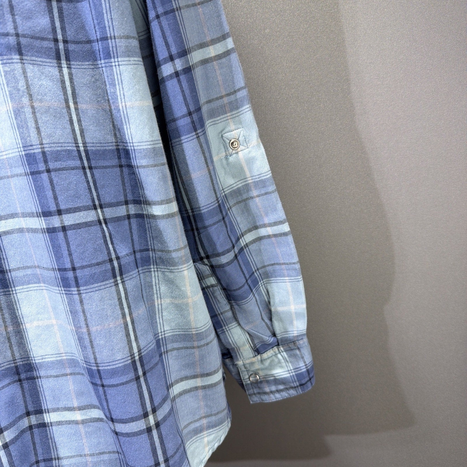 Style & Co Womens XXL Blue Plaid Pearl Snap Roll Tab Sleeves Western Shirt New