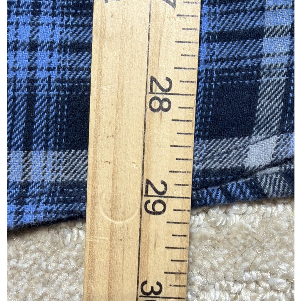 Eddie Bauer Men’s Size L 100% Cotton Flannel Blue Plaid Button Up Long Sleeve
