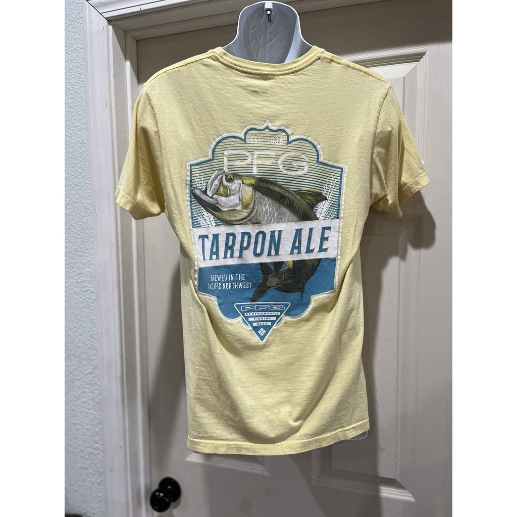 Columbia Men's PFG Tarpon Ale Yellow T-Shirt Size Medium Fishing Cotton