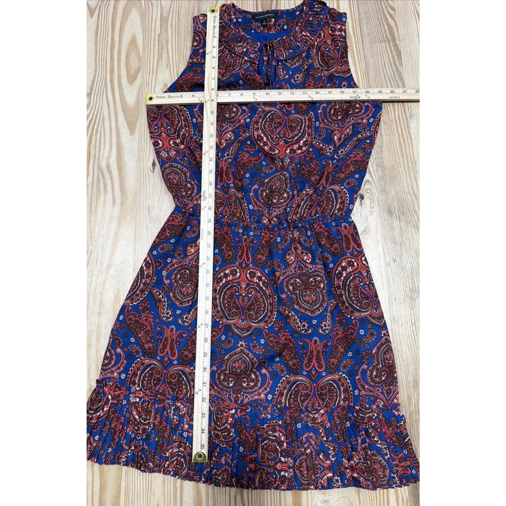 Banana Republic Women's Paisley Print Pleated Elastic Waist Lined Dress Size M