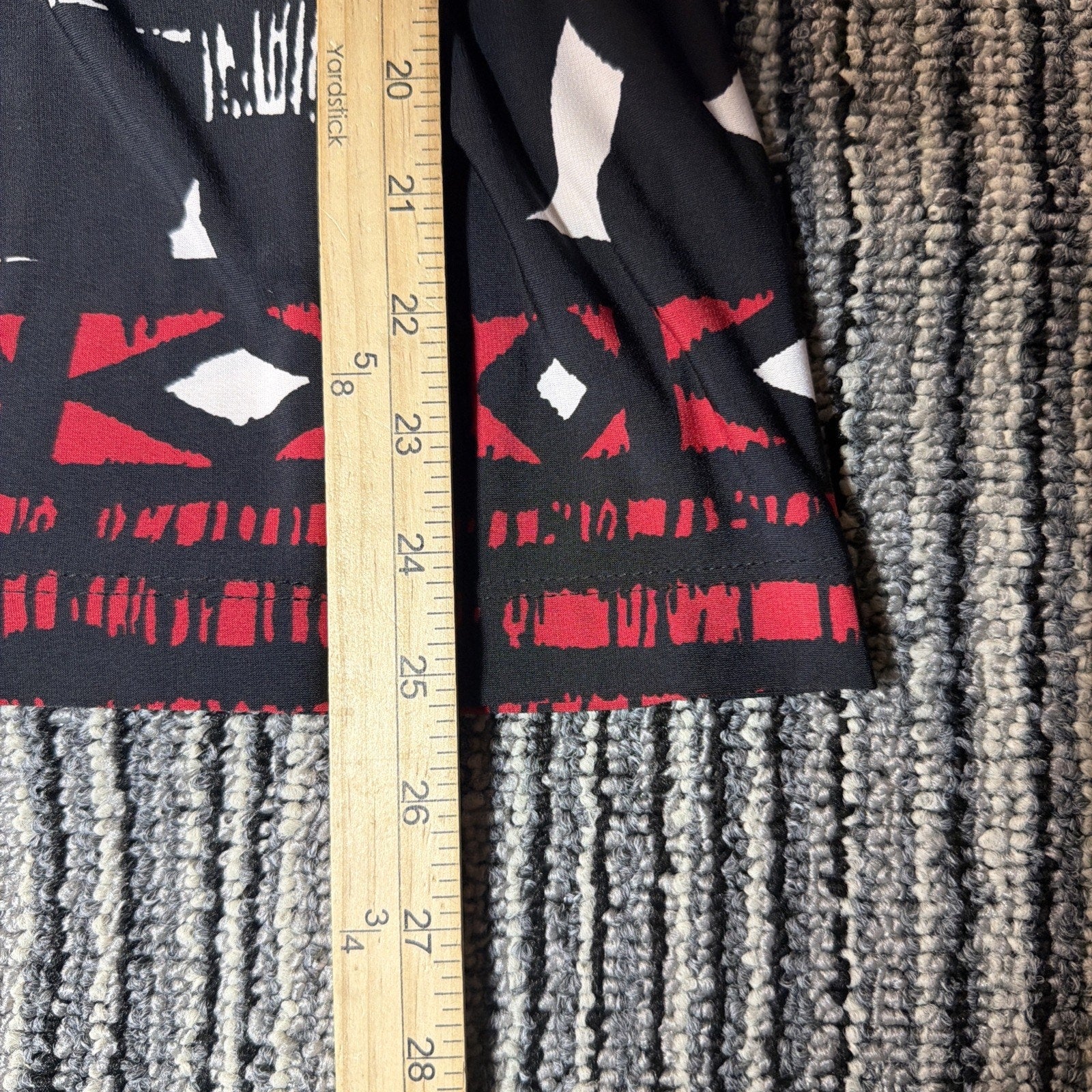 Vtg Chicos Jersey Woman Sz 0 Black White Red Shirt Faux Wrap Top Stretch USA