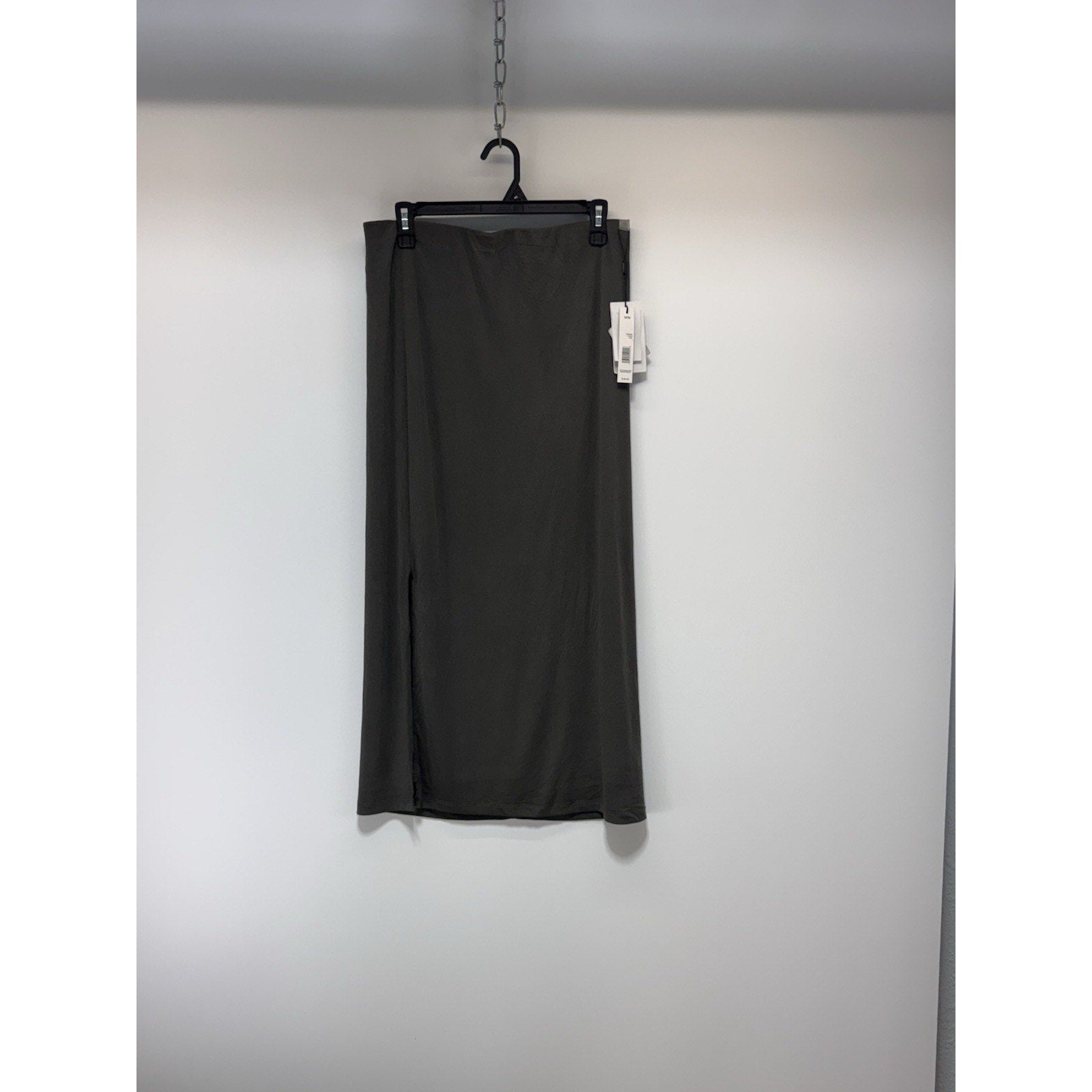 Tahari Maxi Skirt Olive Green Long Stretch Side Slit Women’s Medium NWT