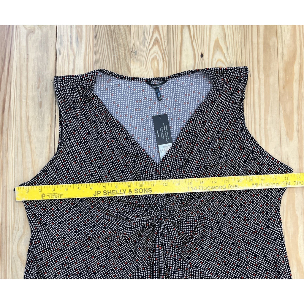 NWT Daisy Fuentes Women's V Neck Twisted Front Dress Sleeveless Black Size 2X