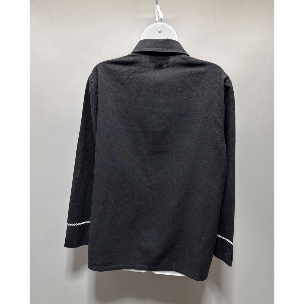 Maggie Barnes Black Embroidered Linen Tunic Top Boho Women's Plus Size 18W