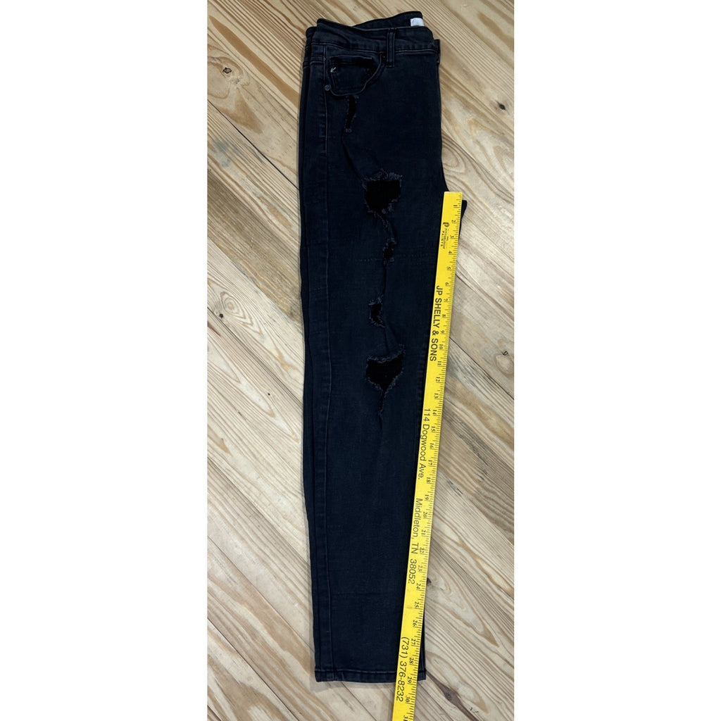 KanCan Womens Jeans Size 15/31 Distressed Destroyed Stretch Black