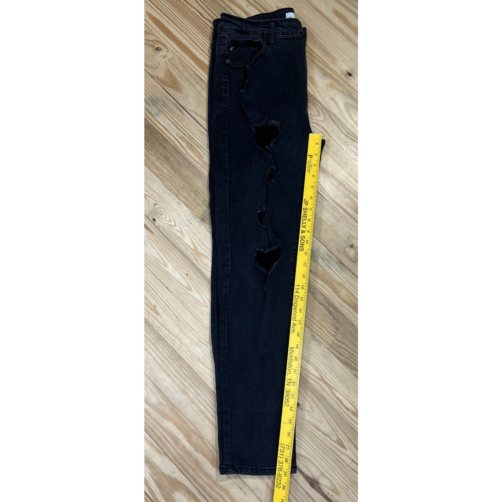 KanCan Womens Jeans Size 15/31 Distressed Destroyed Stretch Black