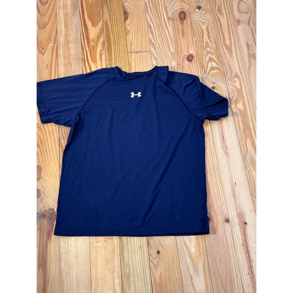 Under armour YLG shirt Navy Blue with white logo boys loose Youth Medium