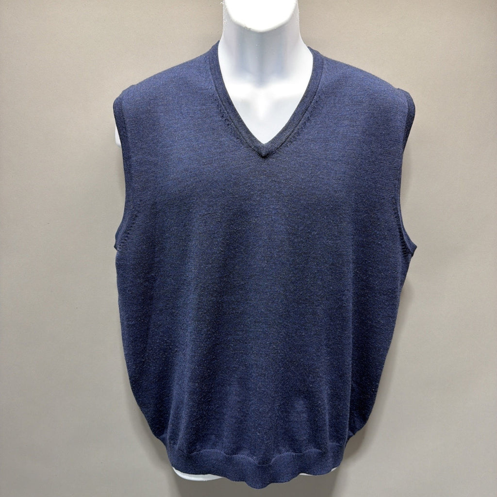 Jos A Bank Men’s 100% Merino Wool Sweater Vest Size L Signature Collection Navy