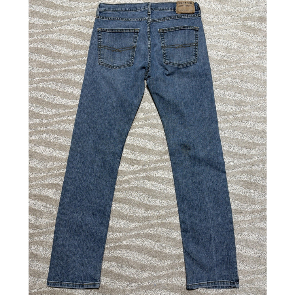 Signature Levi Strauss 32x34 S51 Straight Blue Jeans Stain Workwear