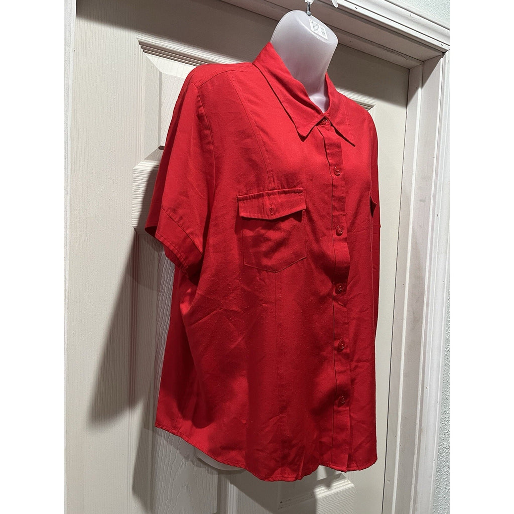 Vintage Late 80’s South Dudley Button Up Shirt Red Short Sleeve Women's 2X