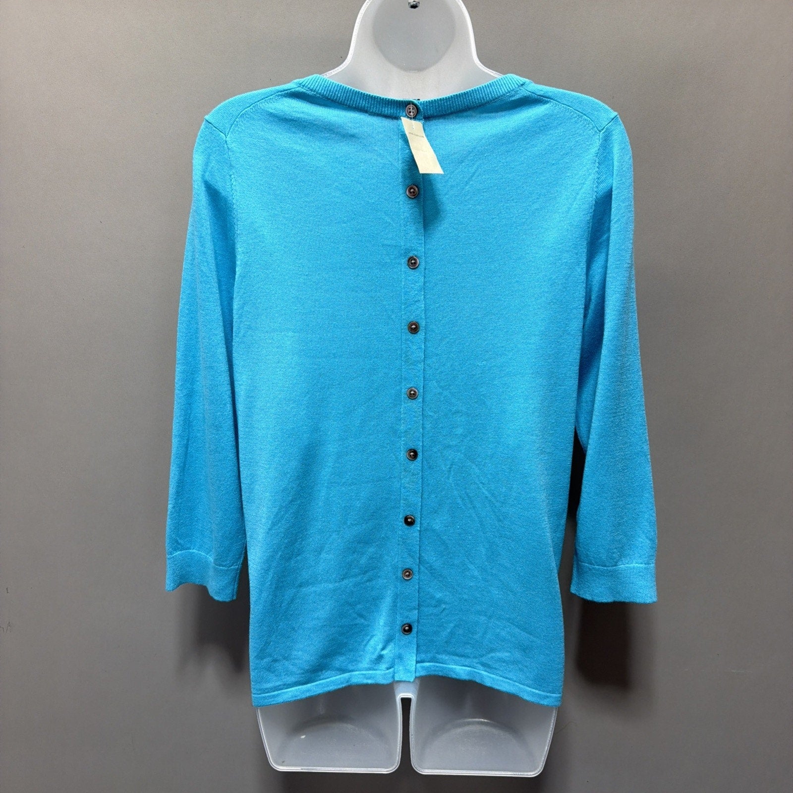New Ann Taylor Loft Wool Blend Button Back Top Womens Small Blue 3/4 Sleeve