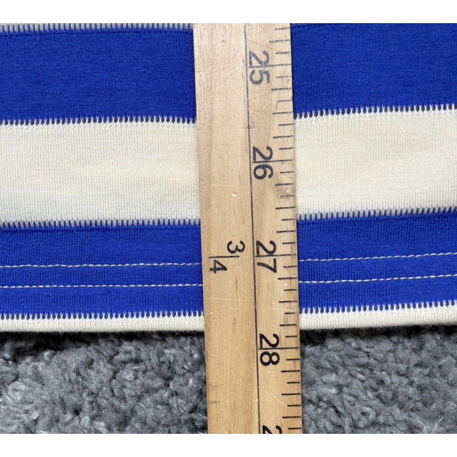 Automet Men's Medium Striped Ivory Blue Long Sleeve Shirt Knit Top