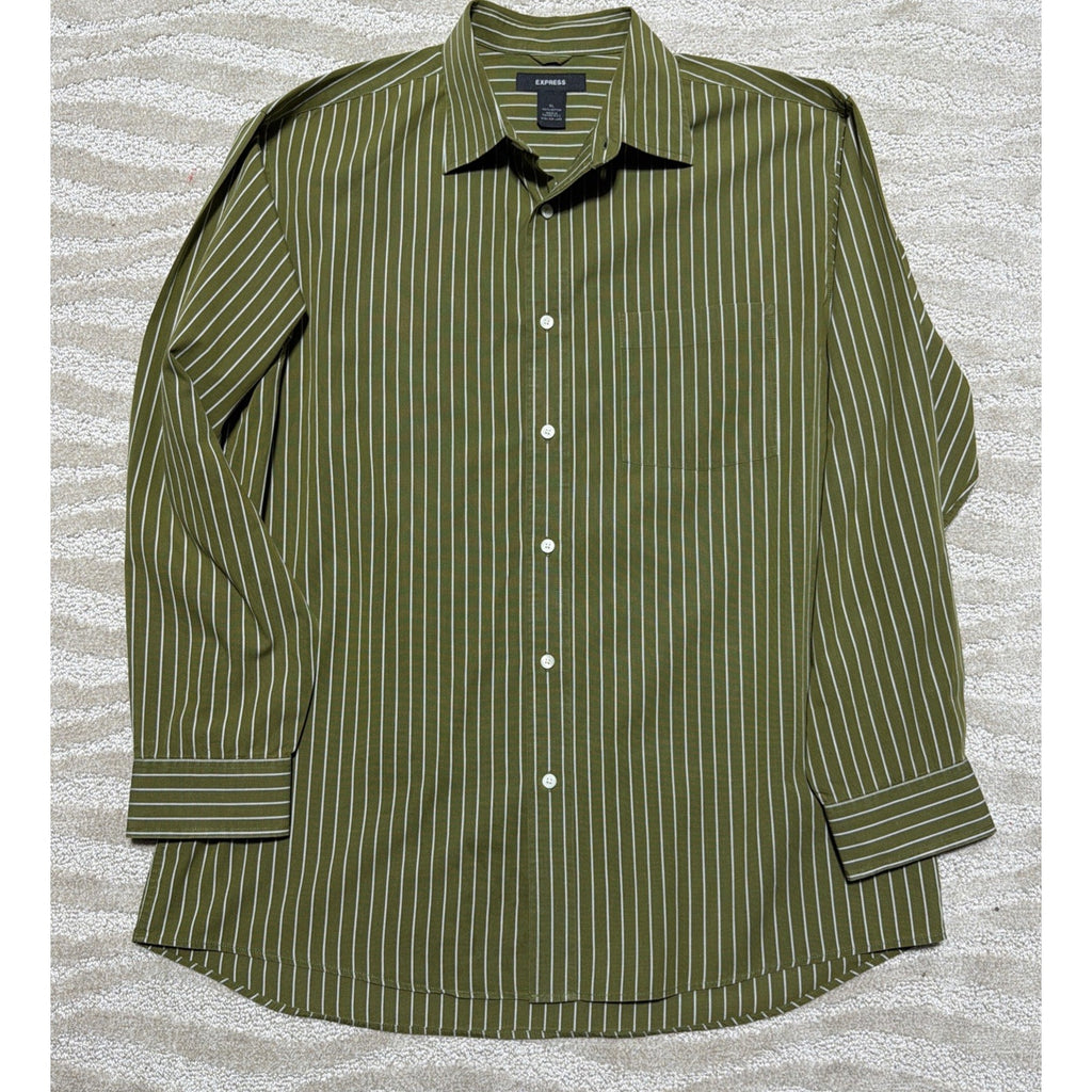 Express Y2K Men's Size XL 100% Cotton Long Sleeve Button Up Dress Shirt Pocket
