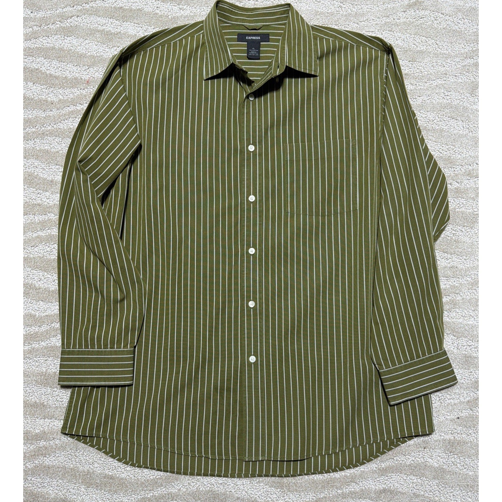 Express Y2K Men's Size XL 100% Cotton Long Sleeve Button Up Dress Shirt Pocket