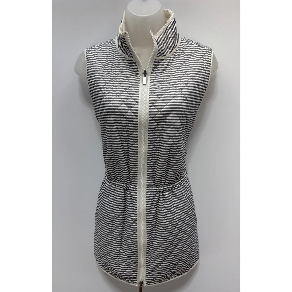 Chicos Zenergy 1 Reversible Quilted Puffer Vest Womens Size Medium White Stripe