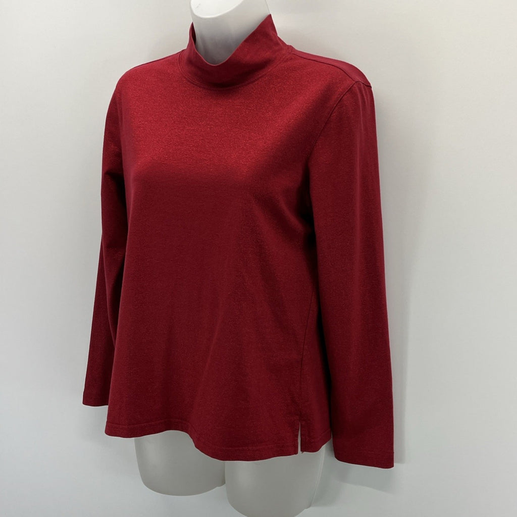 Talbots Women's Red Metallic Pullover Mock Turtleneck Sweater Size Petite Small