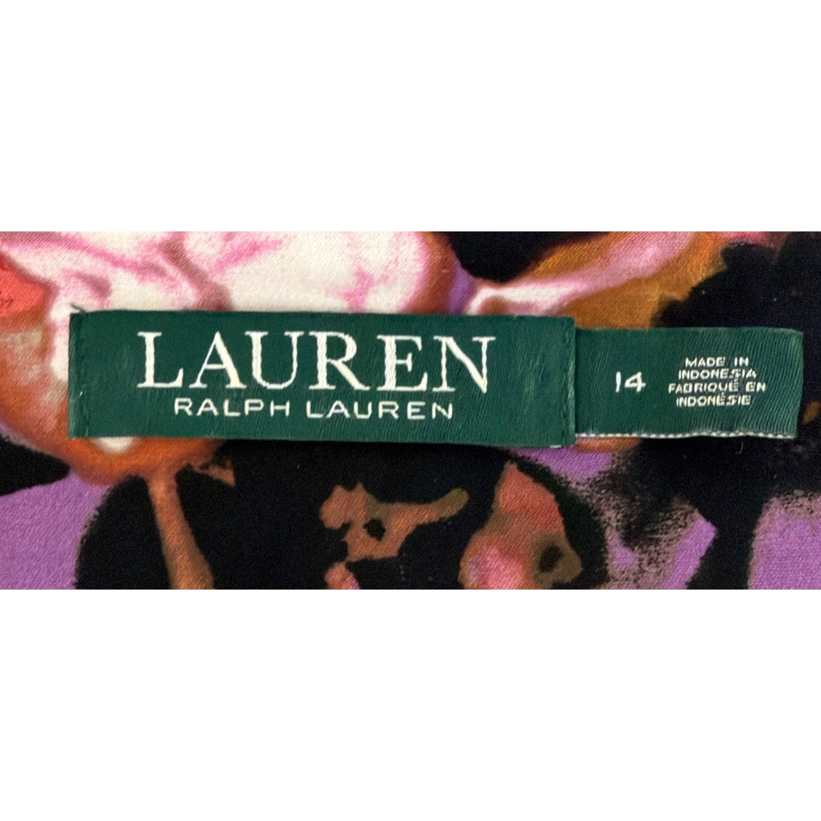 Lauren Ralph Lauren Dress Women 14 Floral Faux Wrap Ruched Sheath Cap Sleeve